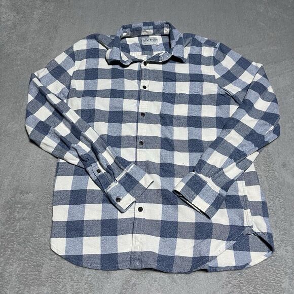 Lucky Brand Other - Lucky Brand Shirt Mens Medium‎ Blue White Saturday Stretch Plaid Flannel